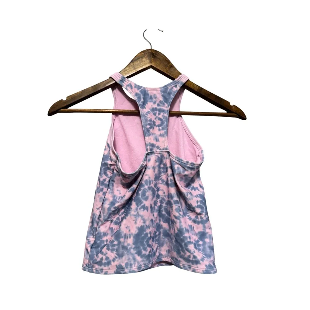 Athleta Girl Tankini Top Kids Size M 8-10 Pink Blue Tie Dye Excellent Racerback